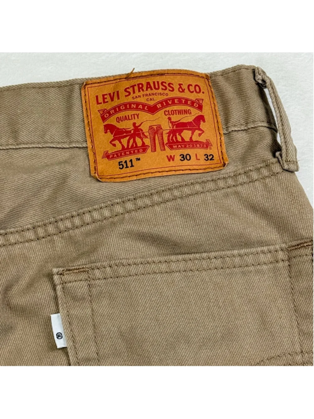 Men's Levi's 511 Slim Straight Jeans 30x32 Tan Light Brown White Tab